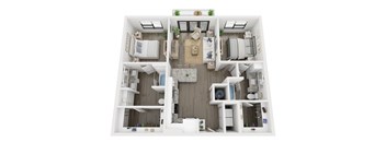 2 bedroom 2 bathroom floor plan Gat LynnCora, Grand Prairie, 75052